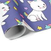 Regenbogen-Einhorn-Kätzchen Geschenkpapier (Rolleneckpunkt)