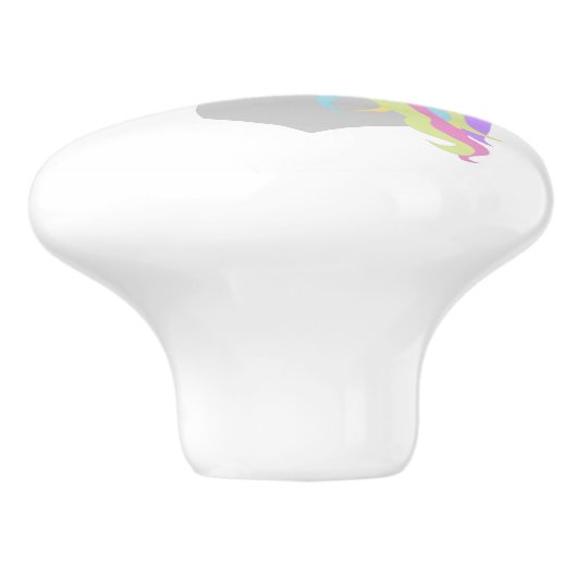 Regenbogen-Einhorn Keramikknauf (Seitenansicht)
