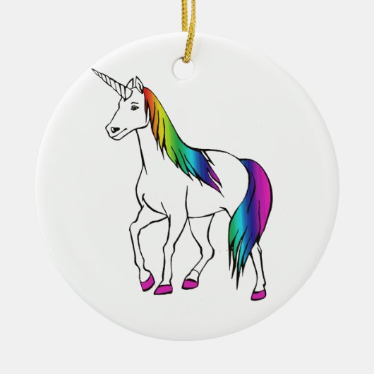 REGENBOGEN-EINHORN KERAMIKORNAMENT (Vorne)