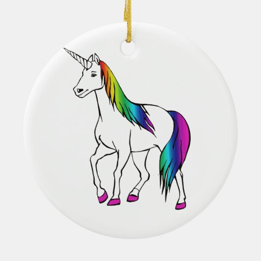 REGENBOGEN-EINHORN KERAMIKORNAMENT (Hinten)