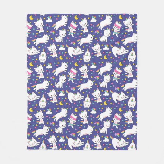 Regenbogen-Einhorn-Kitty Fleecedecke (Vorderseite)