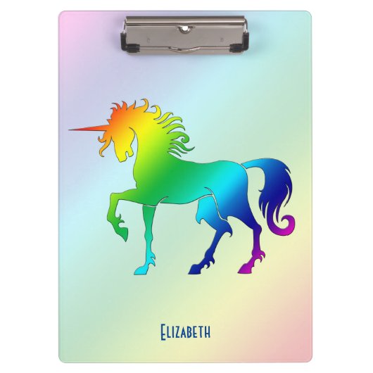 Regenbogen-Einhorn-Klemmbrett Klemmbrett (Vorderseite)