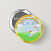 Regenbogen-Einhorn-Knopf Button (Vorne & Hinten)