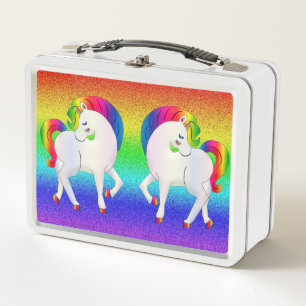 Regenbogen-Einhorn-Metall-Lunchbox Metall Brotdose