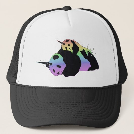 Regenbogen-Einhorn-Panda-magische Schein-Umarmung Truckerkappe (Vorderseite)