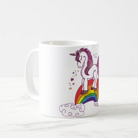 Regenbogen-Einhorn Personnalisable Kaffeetasse (Vorderseite Links)