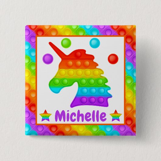 Regenbogen-Einhorn Pop It Fidget Spielzeug Kinder Button (Vorderseite)
