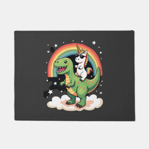 Regenbogen-Einhorn reitet auf T-Rex - Dinosaurier Fußmatte