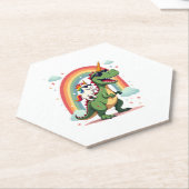 Regenbogen-Einhorn reitet T-Rex - Dinosaurier Jung Untersetzer (angewinkelt)