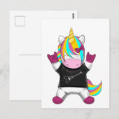 Regenbogen Einhorn Rocker Postkarte (Vorne/Hinten)