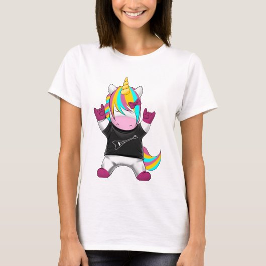 Regenbogen Einhorn Rocker T-Shirt (Vorderseite)