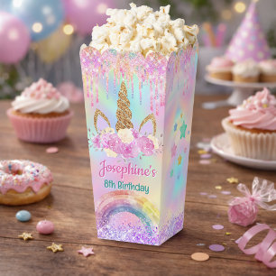 Regenbogen-Einhorn rosa aqua Geburtstag Popcorn Geschenkschachtel