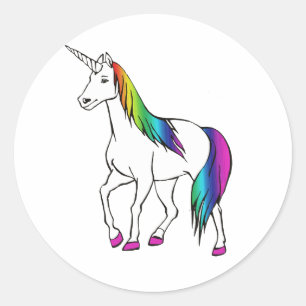 REGENBOGEN EINHORN RUNDER AUFKLEBER