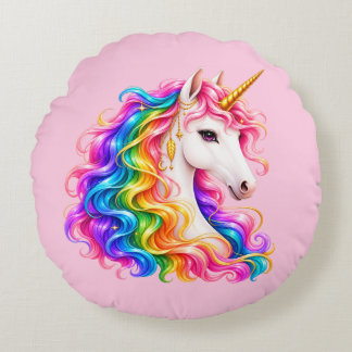 Regenbogen-Einhorn Rundes Kissen