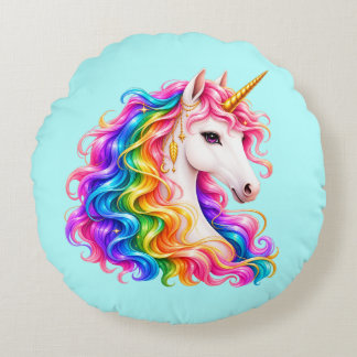Regenbogen-Einhorn Rundes Kissen