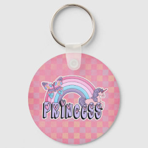 Regenbogen-Einhorn-Schmetterling-Prinzessin-Design Schlüsselanhänger