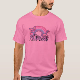Regenbogen-Einhorn-Schmetterling-Prinzessin-Design T-Shirt