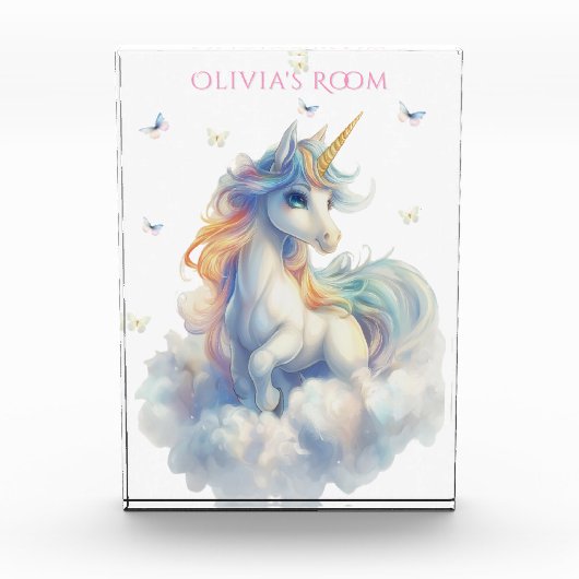 Regenbogen-Einhorn-Schmetterlinge Fotoblock (Vorderseite)