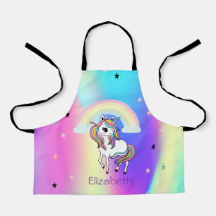 Regenbogen-Einhorn-Sterne Holografisch Schürze