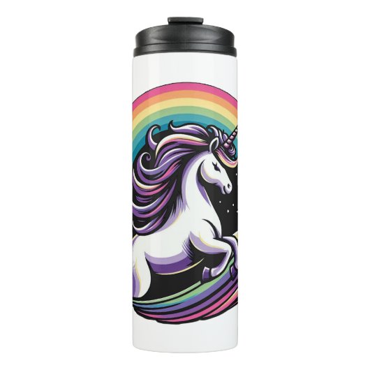 Regenbogen Einhorn Thermosbecher (Vorderseite)
