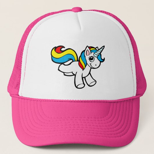 Regenbogen-Einhorn Toon Truckerkappe (Vorderseite)
