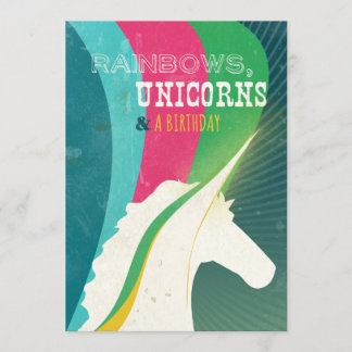 Regenbögen, Einhorn und ein Geburtstag! Einladung