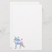 Regenbogen-Einhorn und -schmetterlinge Briefpapier (Vorne/Hinten)