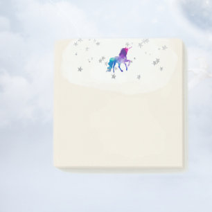 Regenbogen Einhorn und Silbersterne Post-it Klebezettel
