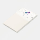 Regenbogen Einhorn und Silbersterne Post-it Klebezettel (angewinkelt)