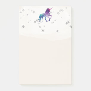 Regenbogen Einhorn und Silbersterne Post-it Klebezettel