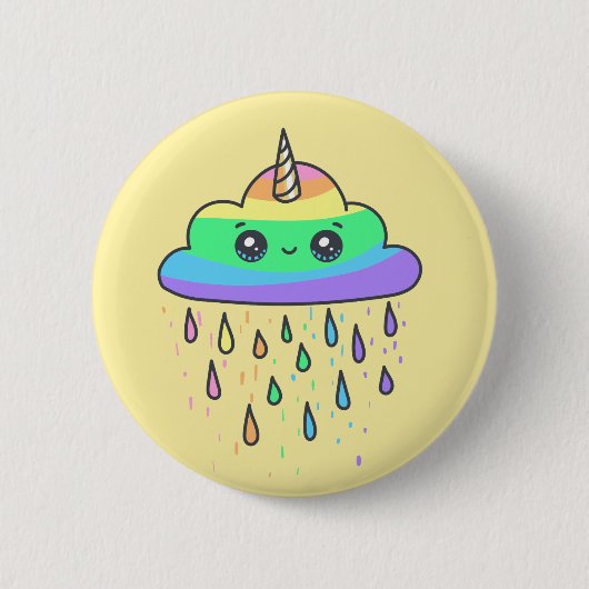 Regenbogen-Einhorn-Wolke Button (Vorderseite)