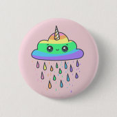 Regenbogen-Einhorn-Wolke Button (Vorderseite)