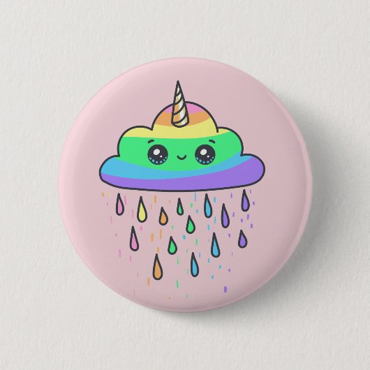 Regenbogen-Einhorn-Wolke Button (Vorderseite)