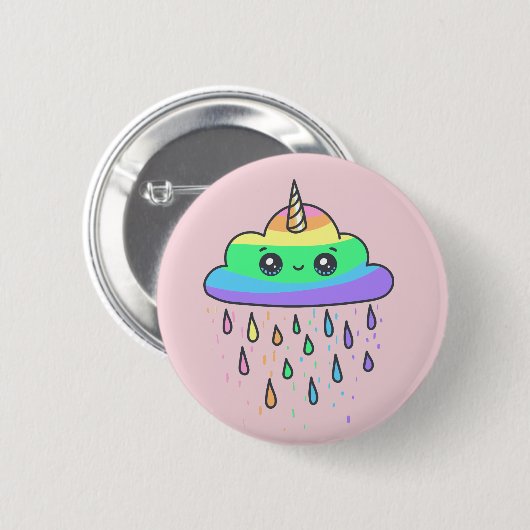 Regenbogen-Einhorn-Wolke Button (Vorne & Hinten)