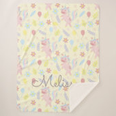 Regenbogen Einhornballons pastellfarben monogramm Sherpadecke (Vorderseite)