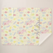 Regenbogen Einhornballons pastellfarben monogramm Sherpadecke (Vorderseite (Horizontal))