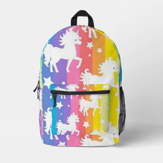 Regenbogen Einhörner Bedruckter Rucksack (Vorderseite)