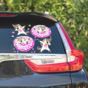 Regenbogen-Einhörner Dab-Tanz Donut-Party Aufkleber
