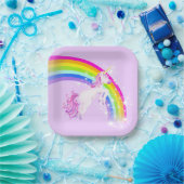 Regenbogen Einhornspringen lila Himmel Pappteller (Party)