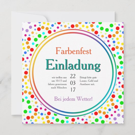 Regenbogen Einladung (Rückseite)