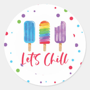 Regenbogen-Eis am Stiel Lass uns Chillen Sommer Ge Runder Aufkleber