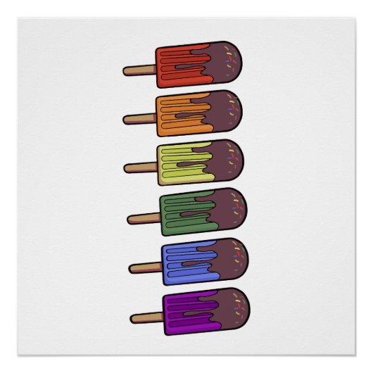 Regenbogen-Eis-am-Stiel-Parade Poster (Vorderseite)