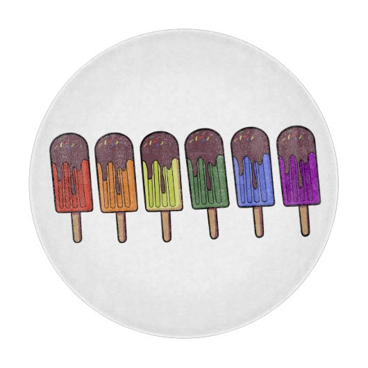 Regenbogen-Eis-am-Stiel-Parade Schneidebrett (Vorderseite)