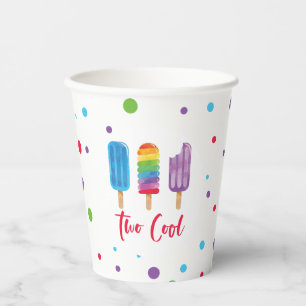 Regenbogen-Eis am Stiel Two Cool 2. Geburtstag Pappbecher
