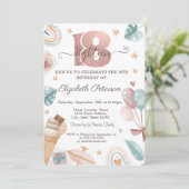 Regenbogen, Eiscreme, Balloons Sommer 18. Geburtst Einladung (Stehend Vorderseite)