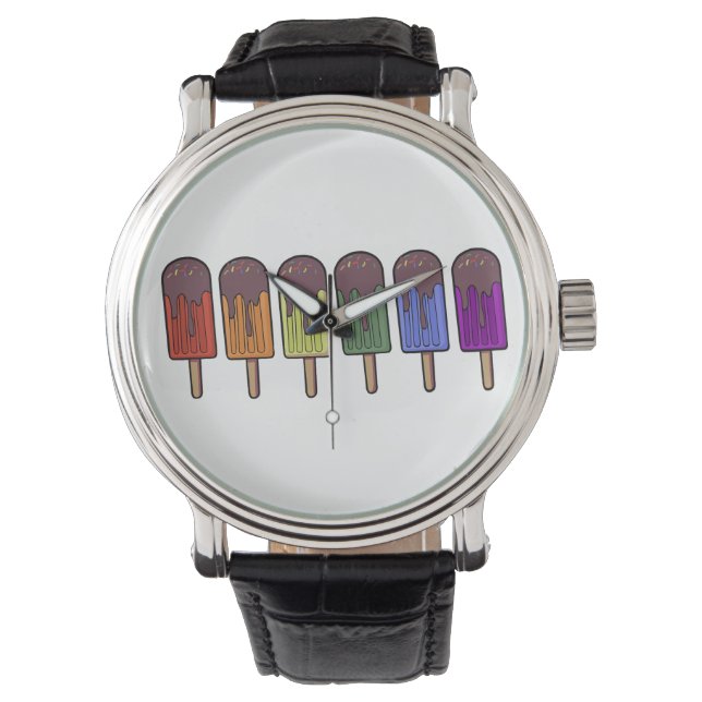 Regenbogen-Eispop-Parade Armbanduhr (Vorderseite)