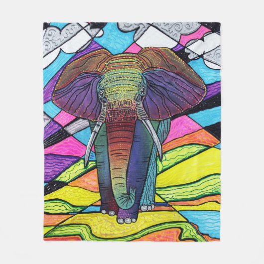 Regenbogen-Elefant-Fleece-Decke Fleecedecke (Vorderseite)