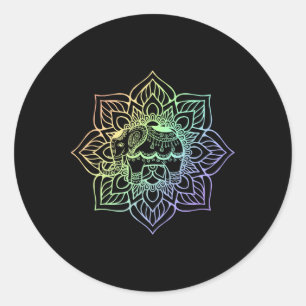 Regenbogen-Elefanten-Mandala Spirituelles New Age Runder Aufkleber
