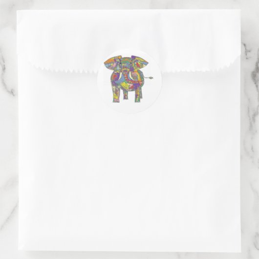 Regenbogen Elephant-Aufkleber Runder Aufkleber (Tasche)