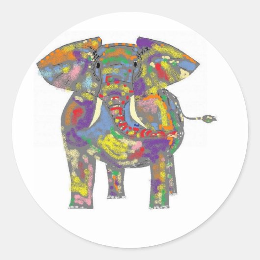 Regenbogen Elephant-Aufkleber Runder Aufkleber (Vorderseite)